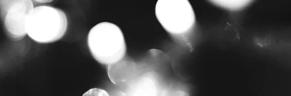 Blurred Lights Black White Background Banner Texture Abstract Bokeh Soft — Photo