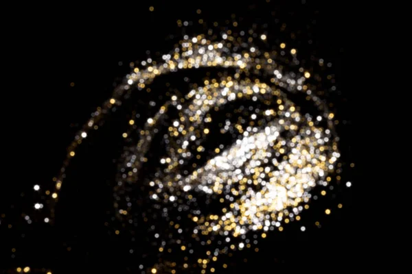 Золотой Серебряный Размытые Боке Огни Черном Фоне Блестящие Сверкающие Звезды — стоковое фото