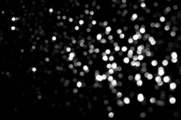 White Gray Blurred Bokeh Lights Black Background Glitter Sparkle Stars — Stok fotoğraf