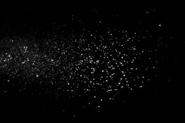 White gray blurred bokeh lights on black background. Glitter sparkle stars for celebrate. Overlay for your design