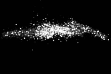 Siyah arka planda beyaz gri Bokeh ışıkları. Kutlamak için ışıldayan yıldızlar. Tasarımınız için üstüste