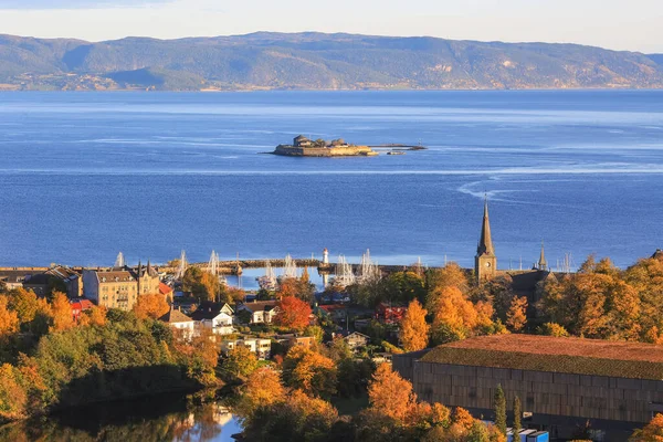 Luftaufnahme Der Insel Munkholmen Trondheimer Fjord Nahe Der Stadt Trondheim — Stockfoto