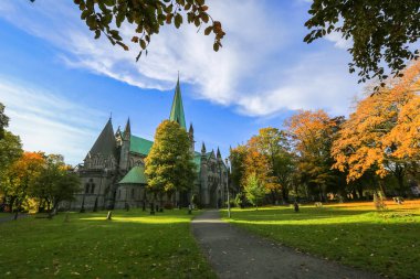Trondheim 'da Hint yazı, Nidarosdomen Katedrali manzarası 