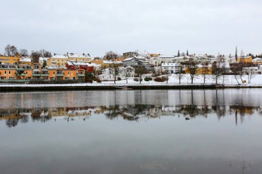 River Nidelva and park Gloeshaugen along the river in Trondheim