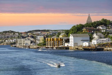 Panorama of Norwegian town Kristiansund during sunset