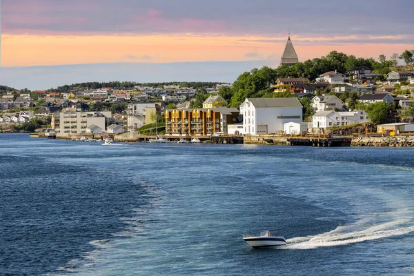 Panorama of Norwegian town Kristiansund during sunset