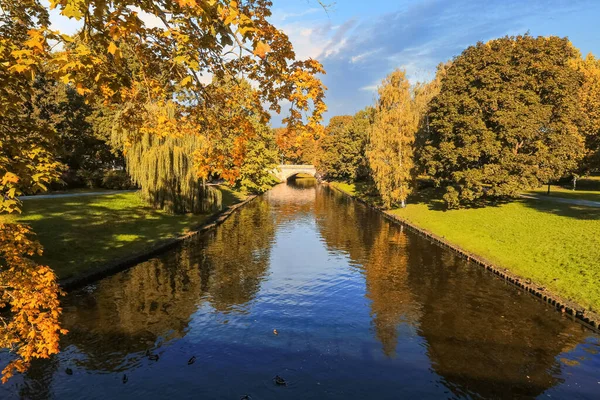 stock image Autumn in Riga, view of the city channel in the autumn vivid colors