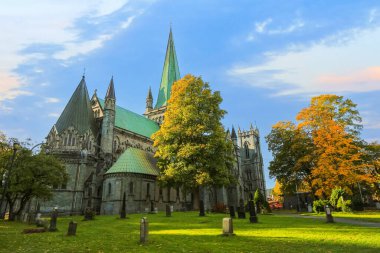 Trondheim 'da Hint yazı, Nidarosdomen Katedrali manzarası