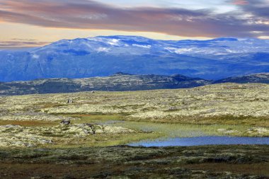Norveç 'in Troendelag ilçesindeki Innerdalen (Innset) dağlarının hava manzarası