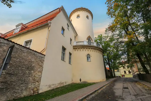 stock image Cesis Latvia 09/30/2023 : Autumn park and  medieval castle in the town Cesis which has 800 years history and one of the mest well-preserved old town in Europe