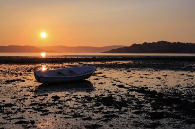 Low tide at Trondheim fjord and sandy beach Oesanden located near the Norwegian city Trondheim clipart