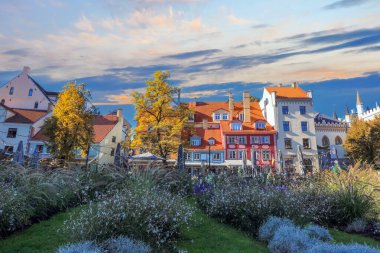 Autumn in Riga, view of the buildings  on the Livu Square in the Old Town clipart