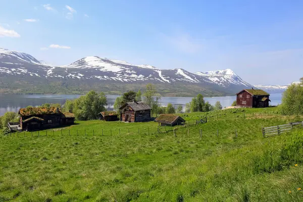 Gjevillvatnet Norveç 06: 14 2025 yazında Norveç 'in Oppdal ilinde yer alan Gjevillvatnet Gölü' nde. Trollheimen Ulusal Parkı 'ndaki dağların manzarası