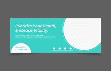 Medial Healtcare, Facebook ve web sitesine bağlı sosyal medya afişi tasarımı kapsamaktadır. soyut arkaplan modern tasarım.