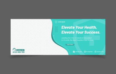 Medial Healtcare, Facebook ve web sitesine bağlı sosyal medya afişi tasarımı kapsamaktadır. soyut arkaplan modern tasarım.