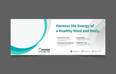 Medial Healtcare, Facebook ve web sitesine bağlı sosyal medya afişi tasarımı kapsamaktadır. soyut arkaplan modern tasarım.