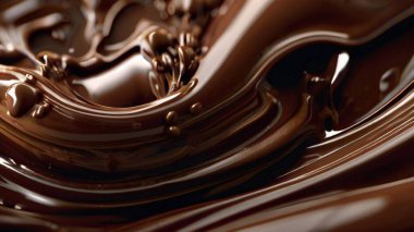 Çikolata sıvısı 3D render arkaplan, yaratıcı çikolata günü arkaplanı, dinamik sıvı sıçraması. Çikolata izole edilmiş su sıçrama dalgaları kesme yolu ile. Çikolata arkaplanı. Erimiş çikolata yüzeyi. Çikolata yüzeyi.