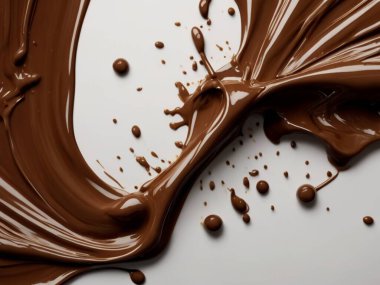 Çikolata sıvısı 3D render arkaplan, yaratıcı çikolata günü arkaplanı, dinamik sıvı sıçraması. Çikolata izole edilmiş su sıçrama dalgaları kesme yolu ile. Çikolata arkaplanı. Erimiş çikolata yüzeyi. Çikolata yüzeyi.