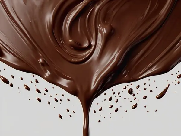 chocolate melt spilled image background, chocolate bar 3d looks realistic image.