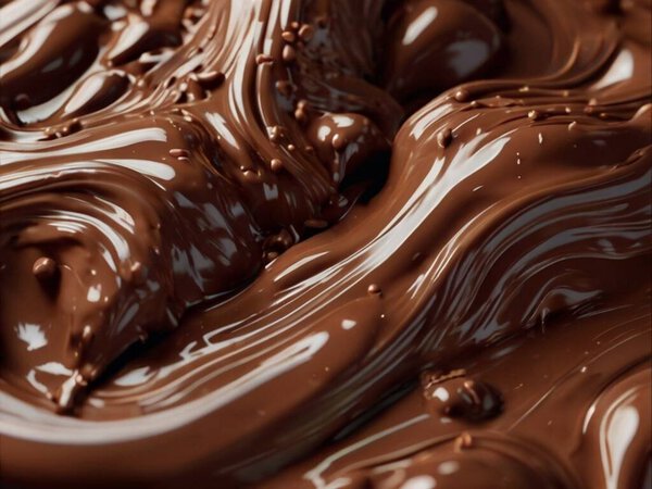 chocolate melt spilled image background, chocolate bar 3d looks realistic image.