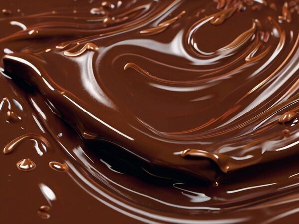 chocolate melt spilled image background, chocolate bar 3d looks realistic image.