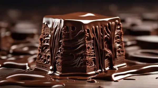 Çikolata eritilmiş görüntü arka planı, çikolatalı 3D gerçekçi görünüyor..