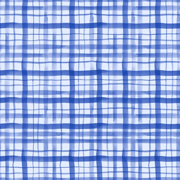 Akvarell Blå Rutig Sömlös Mönster — Stockfoto
