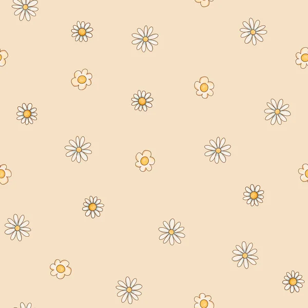 Cute Daisy Flowers Summer Seamless Pattern Watercolor Texture — Stockfoto
