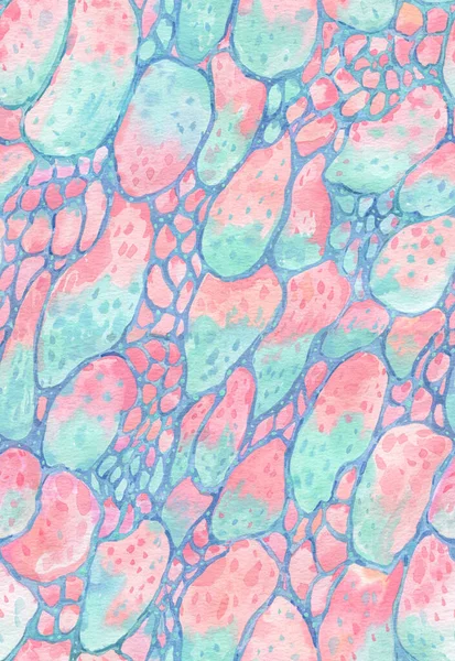 Aquarell Rosa Blauer Schlangenaufdruck Nahtloses Muster Abstrakte Tiertextur — Stockfoto