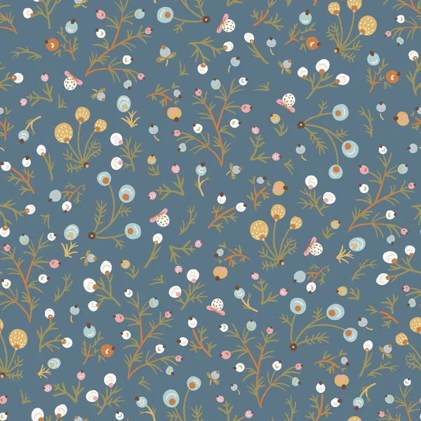 Patrón Sin Costuras Flores Fantasía Boho Ditsy Colores Neutros Textura — Archivo Imágenes Vectoriales