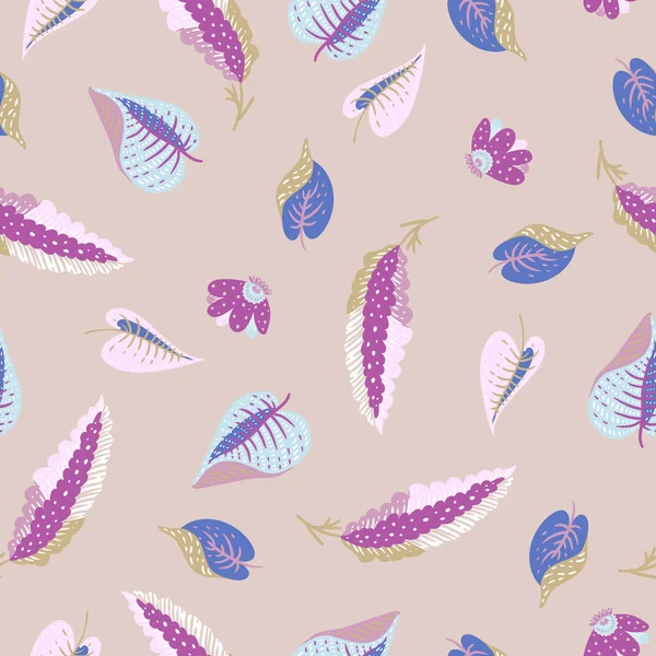 Booファンタジー花シームレスパターン 民俗花のテクスチャピンクの色 — ストックベクタ