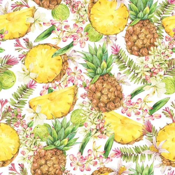 Acuarela Vintage Tropical Summer Fruit Seamless Pattern Piña — Foto de Stock
