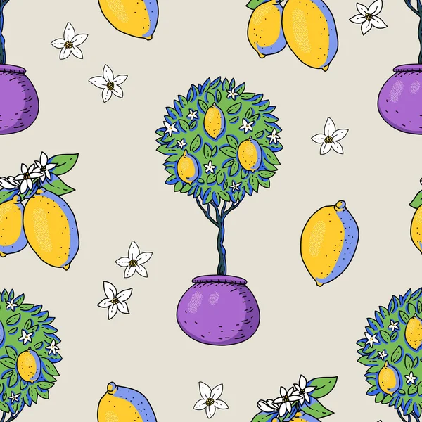 Yaz Bahçesi Limon Aromalı Çiçekli Kalın Modern Parlak Desenli — Stok fotoğraf