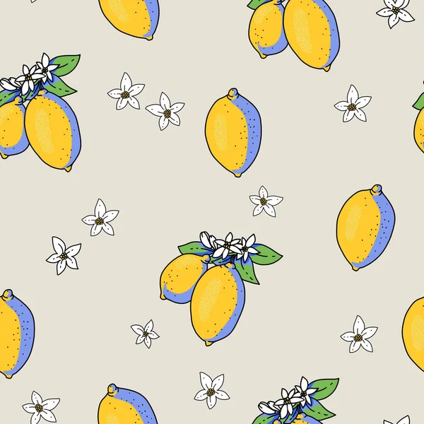 Yaz Bahçesi Limon Aromalı Çiçekli Kalın Modern Parlak Desenli — Stok fotoğraf