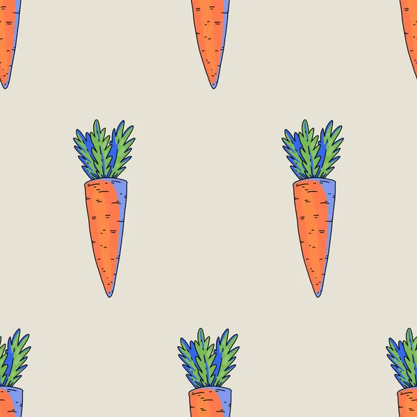 Летний Сад Морковь Мультяшный Овощной Бесшовный Узор Смелая Современная Яркая — стоковое фото