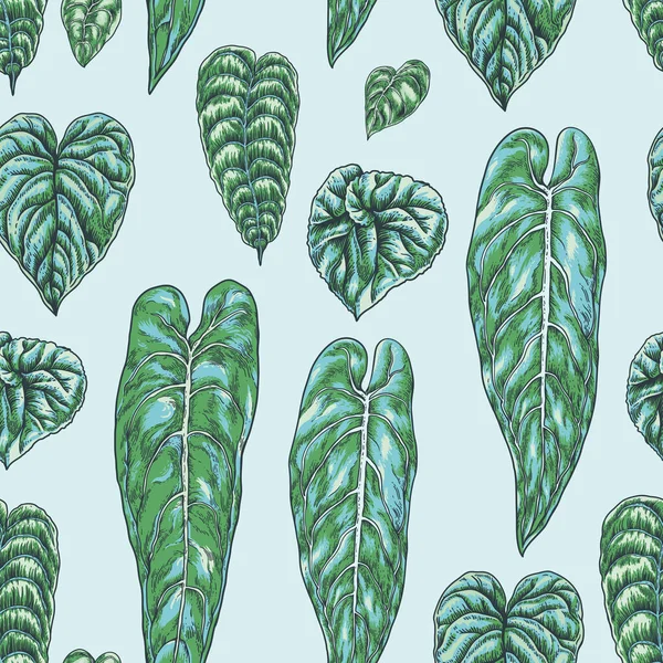 中立ベクターヴィンテージグリーン葉シームレスなパターン 現代ダークボタニカの壁紙 — ストックベクタ