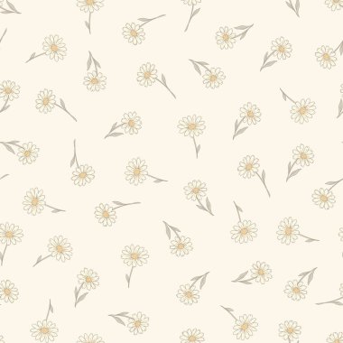 Vector vintage çiçeksiz desen, cottagecore nötr renk desenleri botanik çizimler