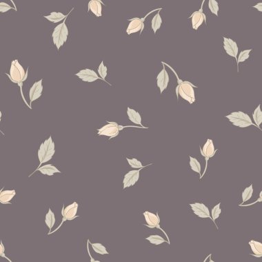 Vector vintage çiçeksiz desen, cottagecore nötr renk desenleri botanik çizimler