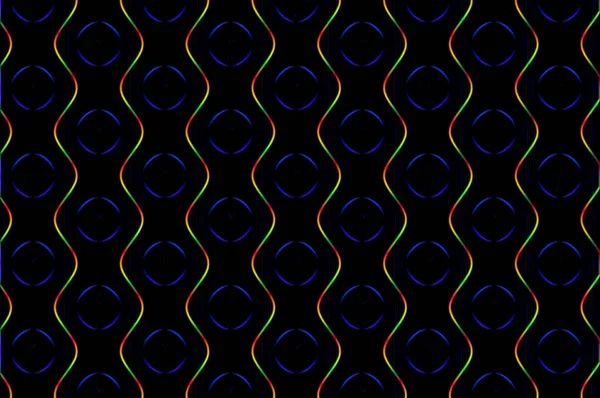 Abstraktní Vlnitá Kruhová Textura Obrázek Tmavý Neon — Stock fotografie
