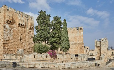 Eski Kudüs 'teki Kral Davut' un kulesinin manzarası.