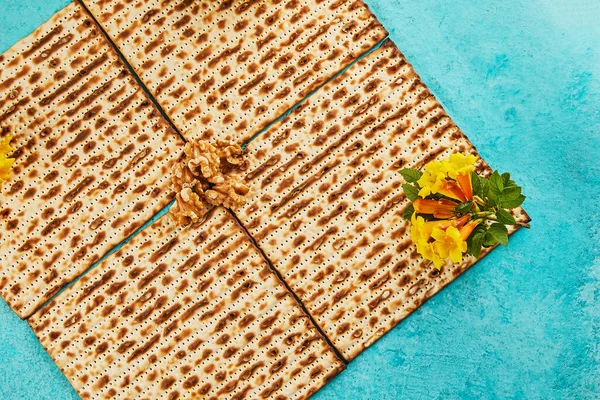 Pessach Feier Konzept Jüdischer Feiertag Pessach Vier Quadratische Gefaltete Matten — Stockfoto