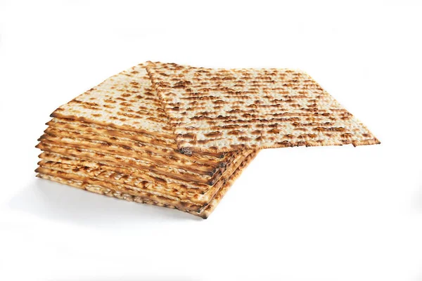 Pessach Feier Konzept Jüdischer Feiertag Pessach Gestapelte Matzah Isoliert Auf — Stockfoto