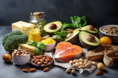 Keto diyeti, diyet için uygun ürünler masada..