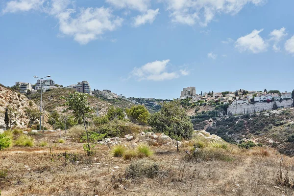 Pohled Region Haifa Horském Svahu Proti Obloze Mraky — Stock fotografie