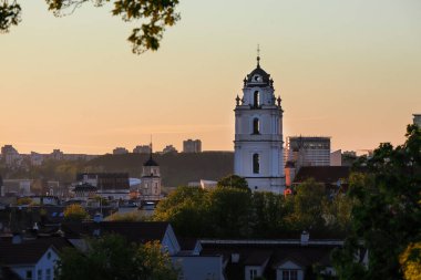 Panoramic view on the old town of Vilnius with visible St. John's Tower of Vilnius university in the capital of Lithuania