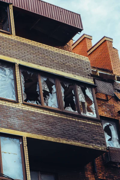 Разрушены Жилые Дома Гражданских Лиц Связи Войной России Против Украины — стоковое фото