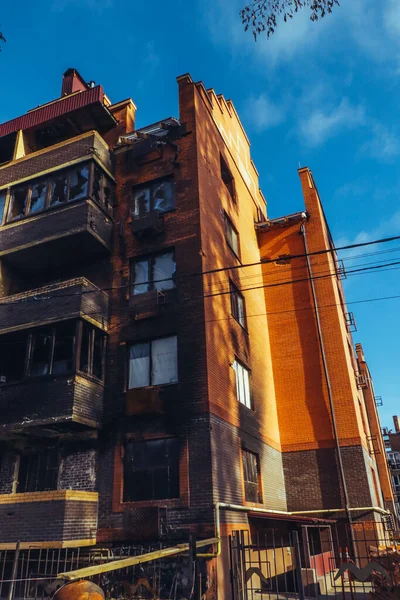 Zničil Obytné Budovy Civilistů Důsledku Ruské Války Proti Ukrajině Irpin — Stock fotografie