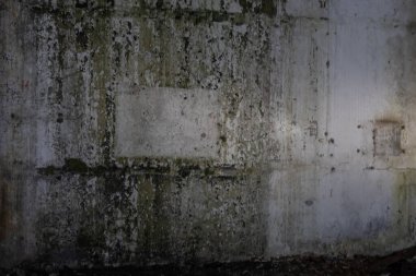 Başarısız bir fabrikanın içindeki eski ve kirli duvar. Üretim izleri, küf, sıvılardan damlalar. Tasarımınız için güzel doku, arkaplan