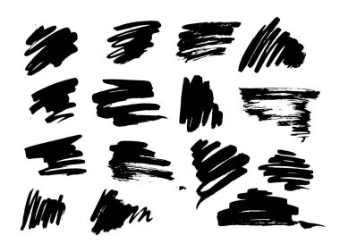 Vektör Fırça Vuruşu. Grunge mürekkep kalemi. Sıkıntılı tüy kalem. Siyah daire, modern desenli kalem darbesi. Keskin bir tüy tarafından mürekkeple çizilmiş kıvrımlar.