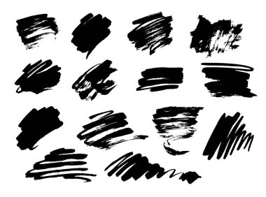 Vektör Fırça Vuruşu. Grunge mürekkep kalemi. Sıkıntılı tüy kalem. Siyah daire, modern desenli kalem darbesi. Keskin bir tüy tarafından mürekkeple çizilmiş kıvrımlar.